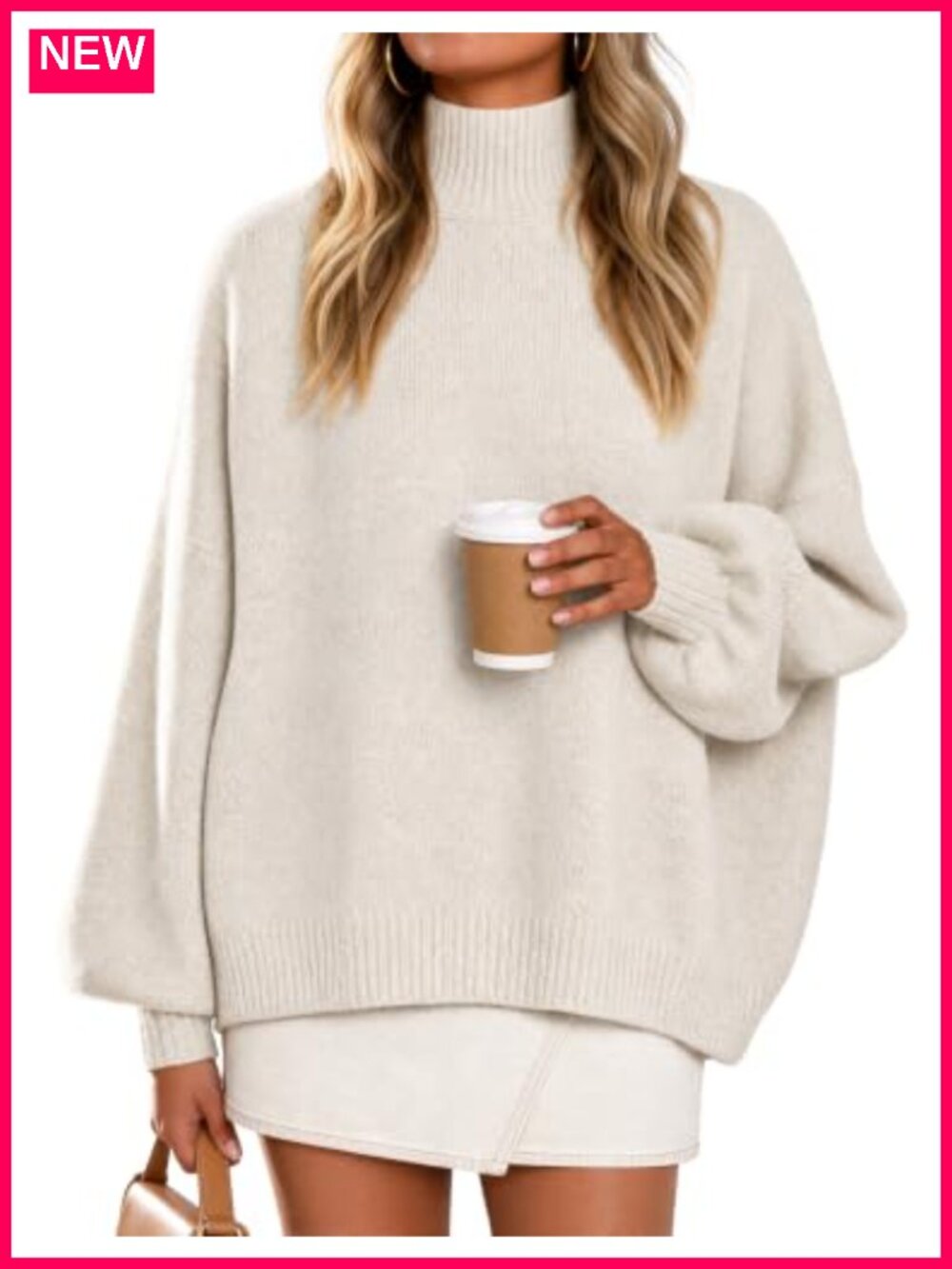 Cozy Ribbed Turtleneck Sweater Oversized Fuzzy Knit